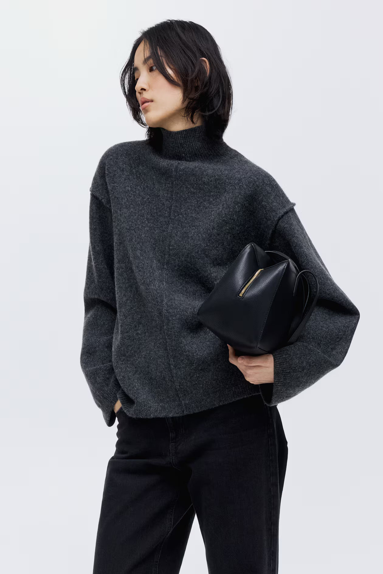 Seam-Detail Mock Turtleneck Sweater | H&M (US + CA)
