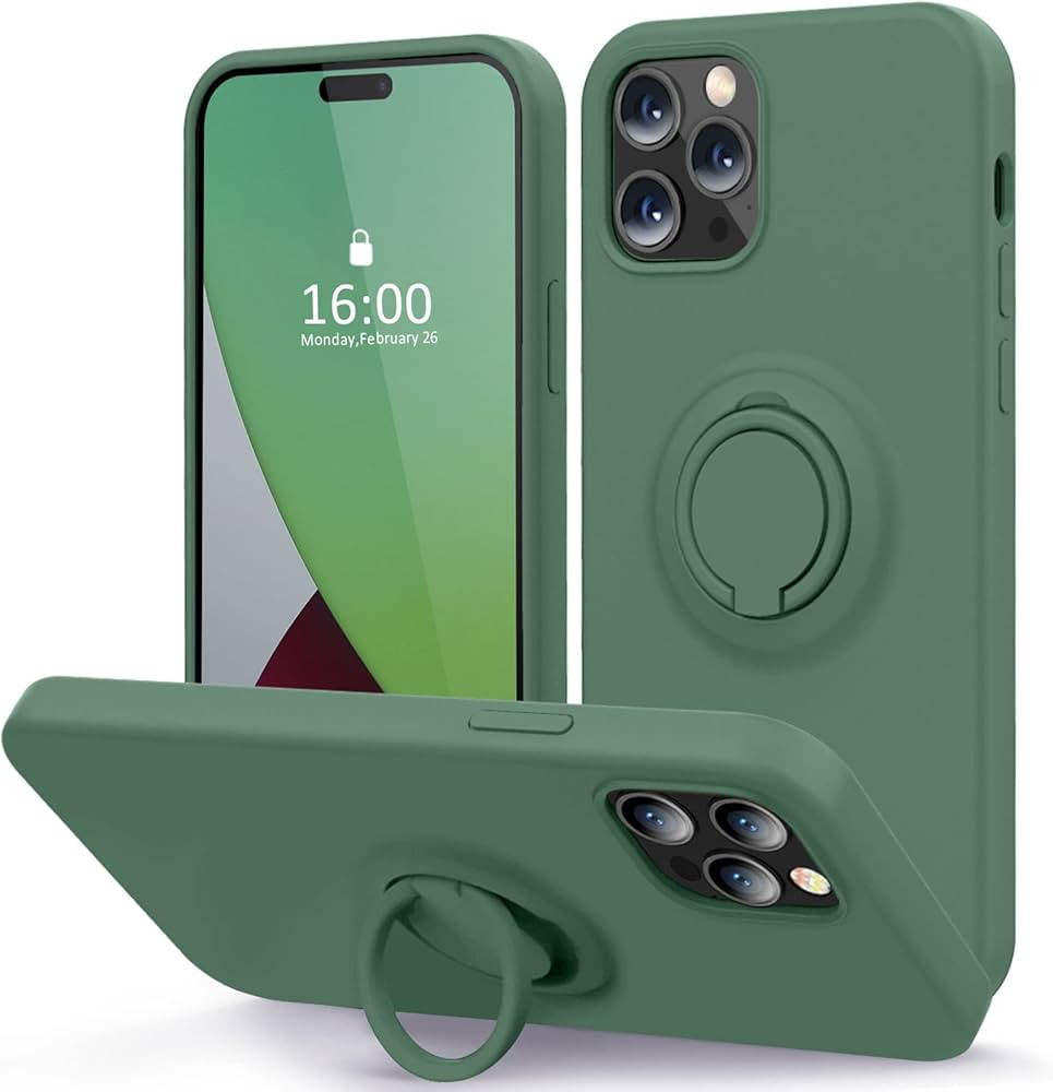 MOCCA Compatible with iPhone 14 Pro Case with Ring Kickstand | Liquid Silicone | Microfiber Linne... | Amazon (US)