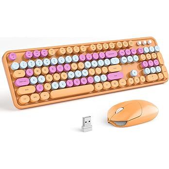 MOFII Wireless Keyboard and Mouse Combo, Orange Retro Keyboard with Round Keycaps, 2.4GHz Dropout... | Amazon (US)