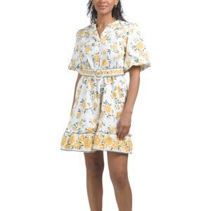 Joie White/Yellow Floral Belted Short Dress Size 4 Summer ~ Vacation! | Poshmark
