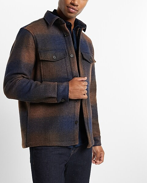 Plaid Knit Shirt Jacket | Express