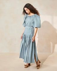 Emlyn Green Gingham Pleated Skirt | Loeffler Randall