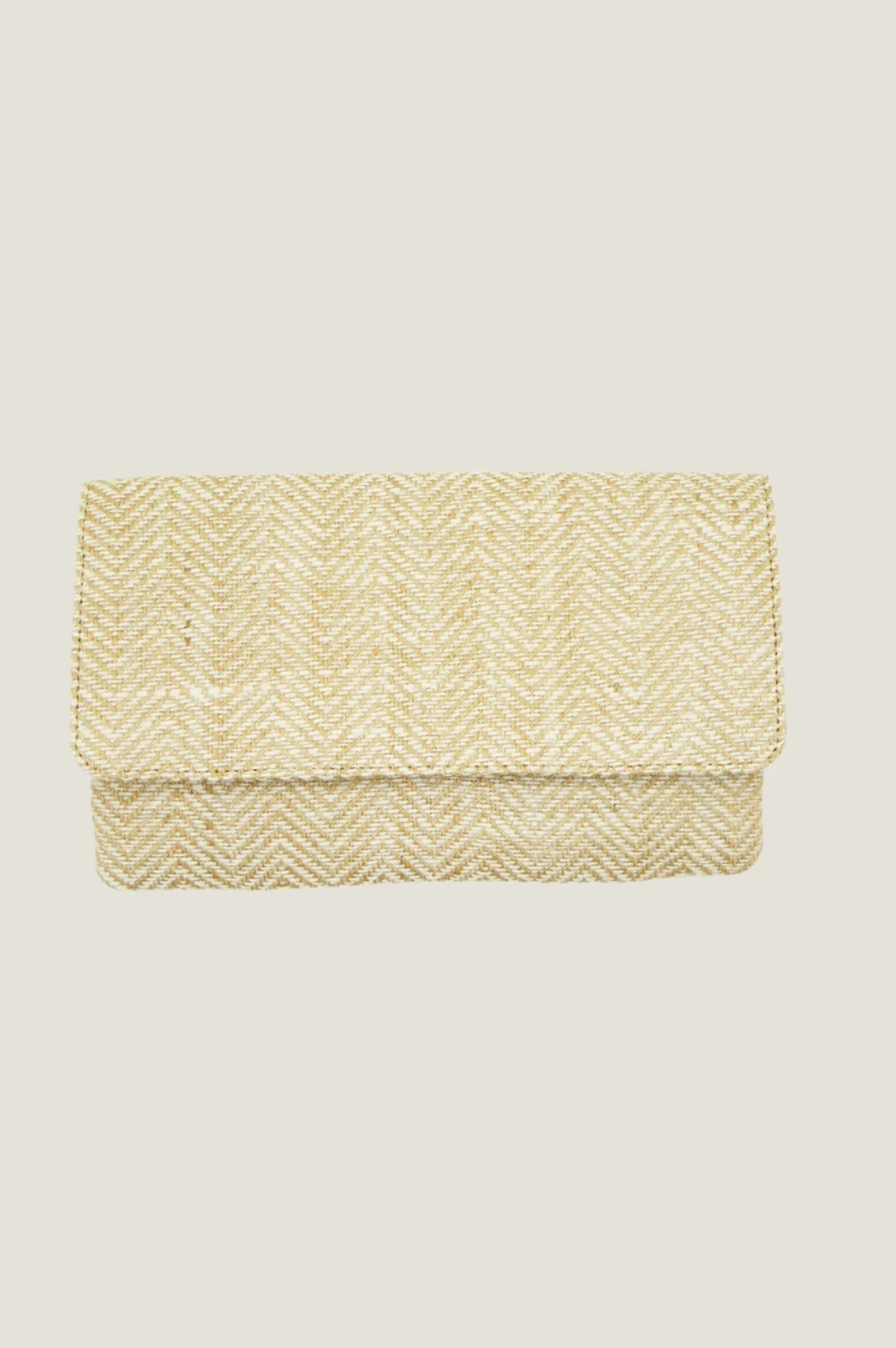 Heringbone Jute Clutch | Natural/White | Aspiga US