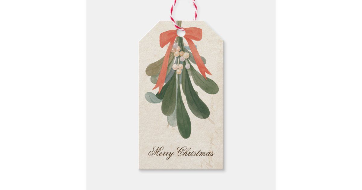 Vintage Mistletoe Holiday Gift Tags | Zazzle.com | Zazzle