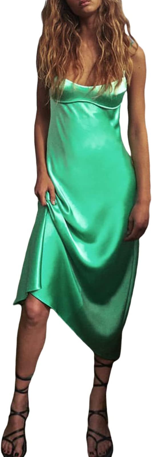 Women Satin Tube Top Maxi Dress Strapless Long Bodycon Open Back Dress Club Party Evening Formal ... | Amazon (US)