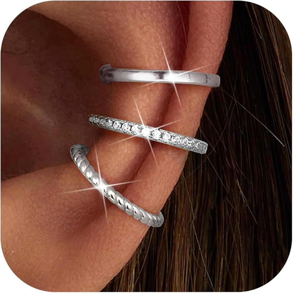 MILACOLATO 3Pcs Ear Cuffs Non Piercing - 14K Gold Plated/Sterling Silver Ear Cuff Earrings for Wo... | Amazon (US)