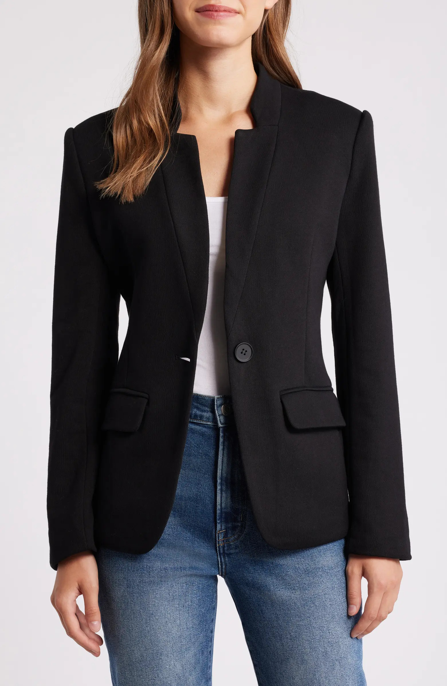 Inverted Notch Collar Cotton Blend Knit Blazer | Nordstrom