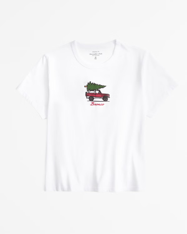 Women's Short-Sleeve Bronco Graphic Skimming Tee | Women's Tops | Abercrombie.com | Abercrombie & Fitch (US)