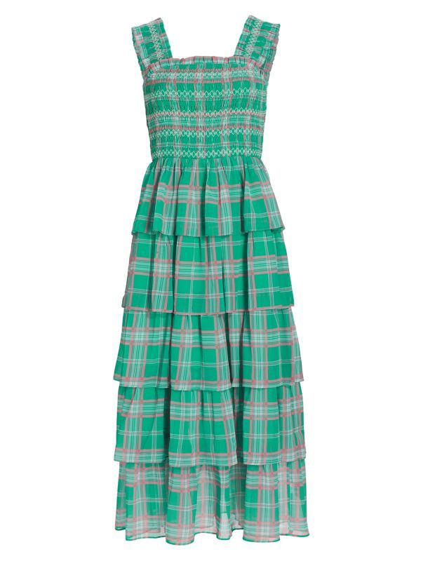 Smocked Gingham Midi Dress | Saks Fifth Avenue OFF 5TH