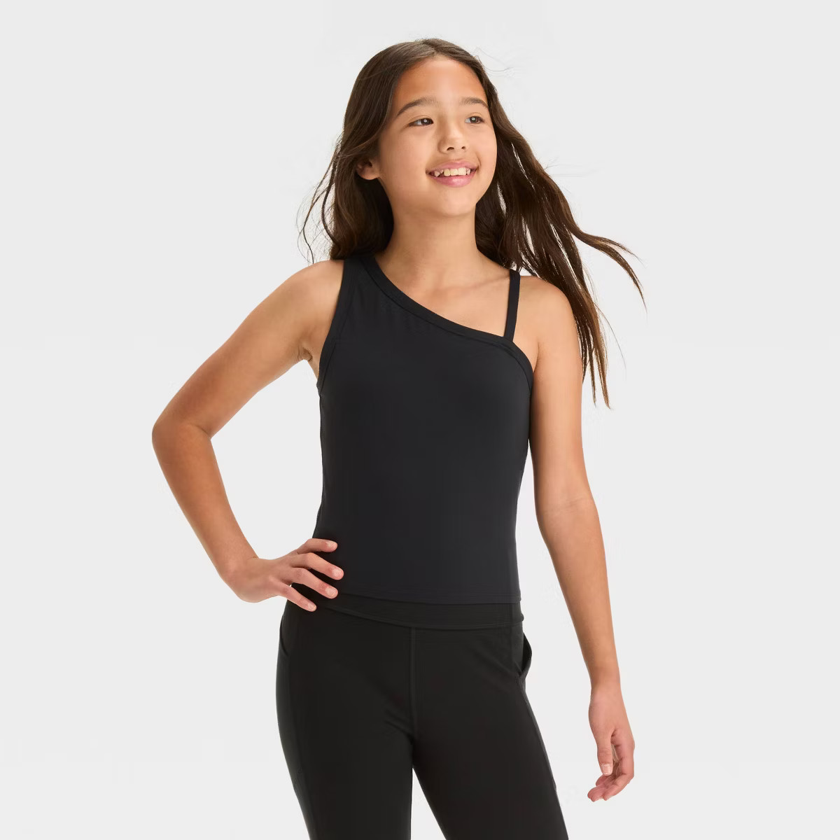 Girls' Everyday Soft Cropped Tank Top - All In Motion™ Black XS | Target