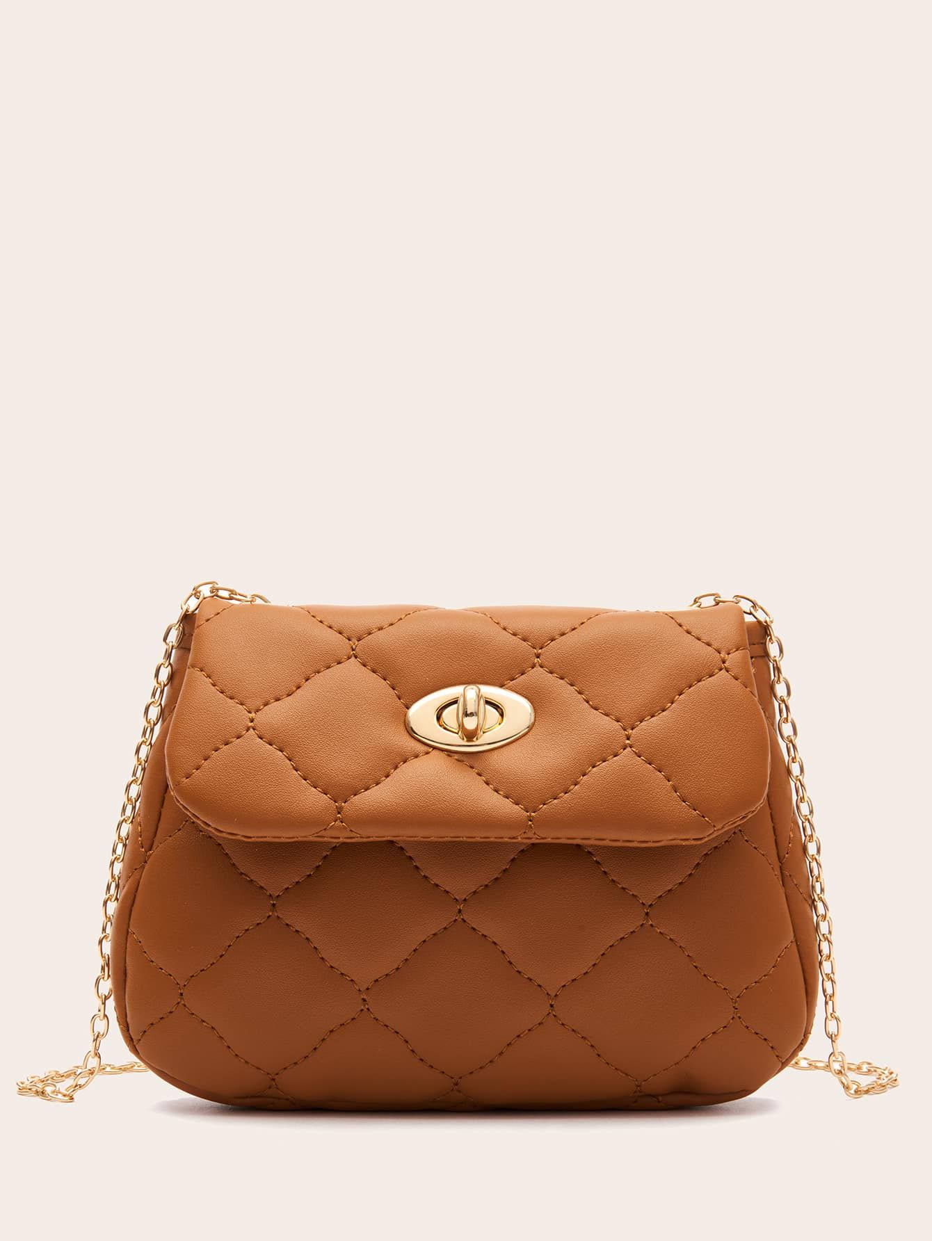 Turn-Lock Quilted Crossbody Bag | SHEIN