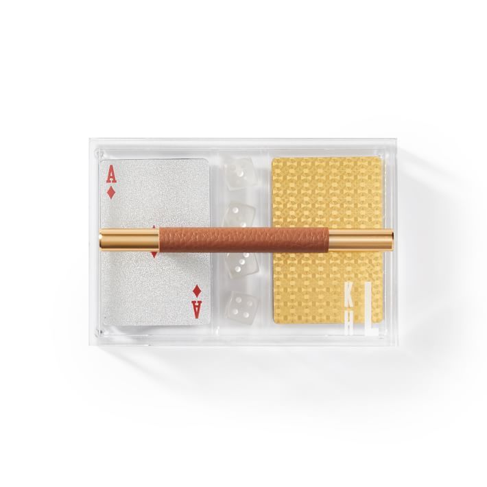 Acrylic Game Set With Leather and Gold Handle | Mark and Graham
