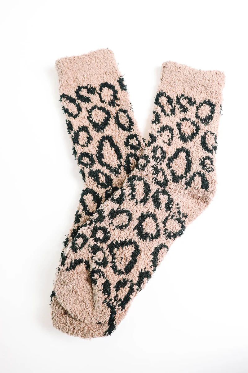 No Chill Fuzzy Socks - Brown Leopard | The Impeccable Pig