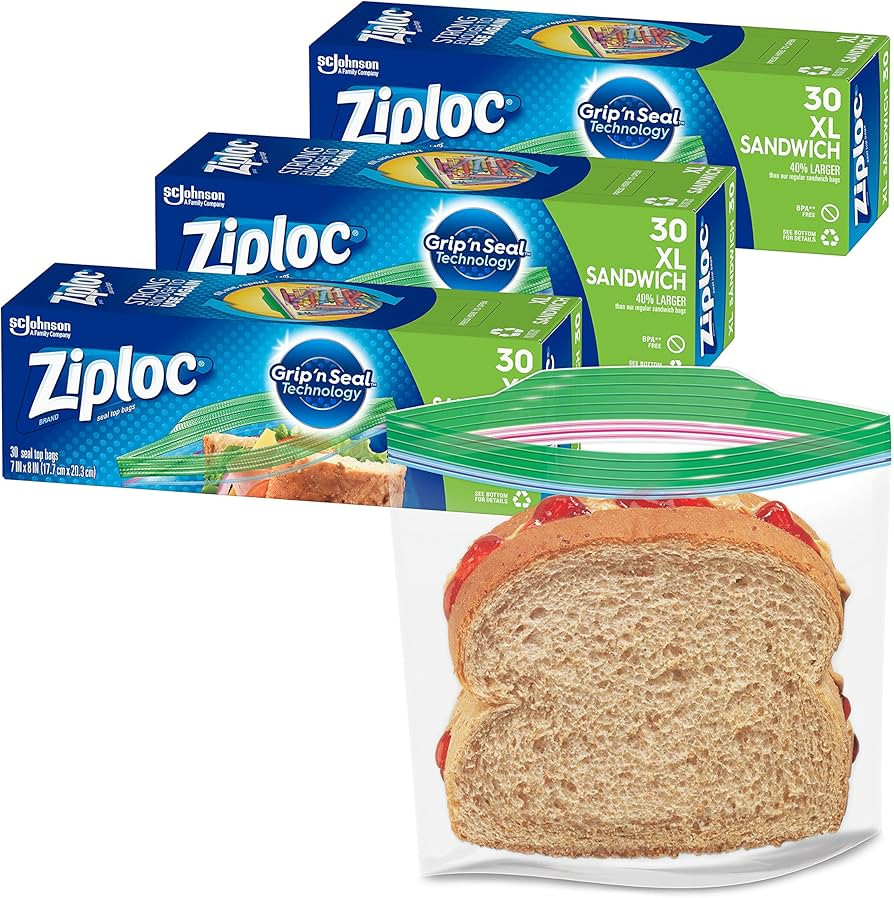 Ziploc Sandwich and Snack Bags for On the Go Freshness, Grip 'n Seal Technology for Easier Grip, ... | Amazon (US)
