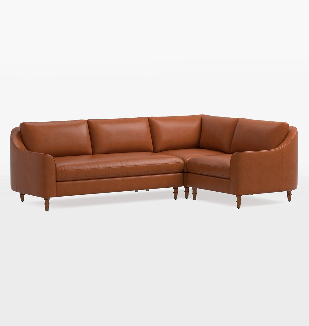 Luisa Leather 3-Piece L-Shape Sectional, Left Arm Sectional - Bench Cushion - Distressed Pure Leather Saddle | Rejuvenation