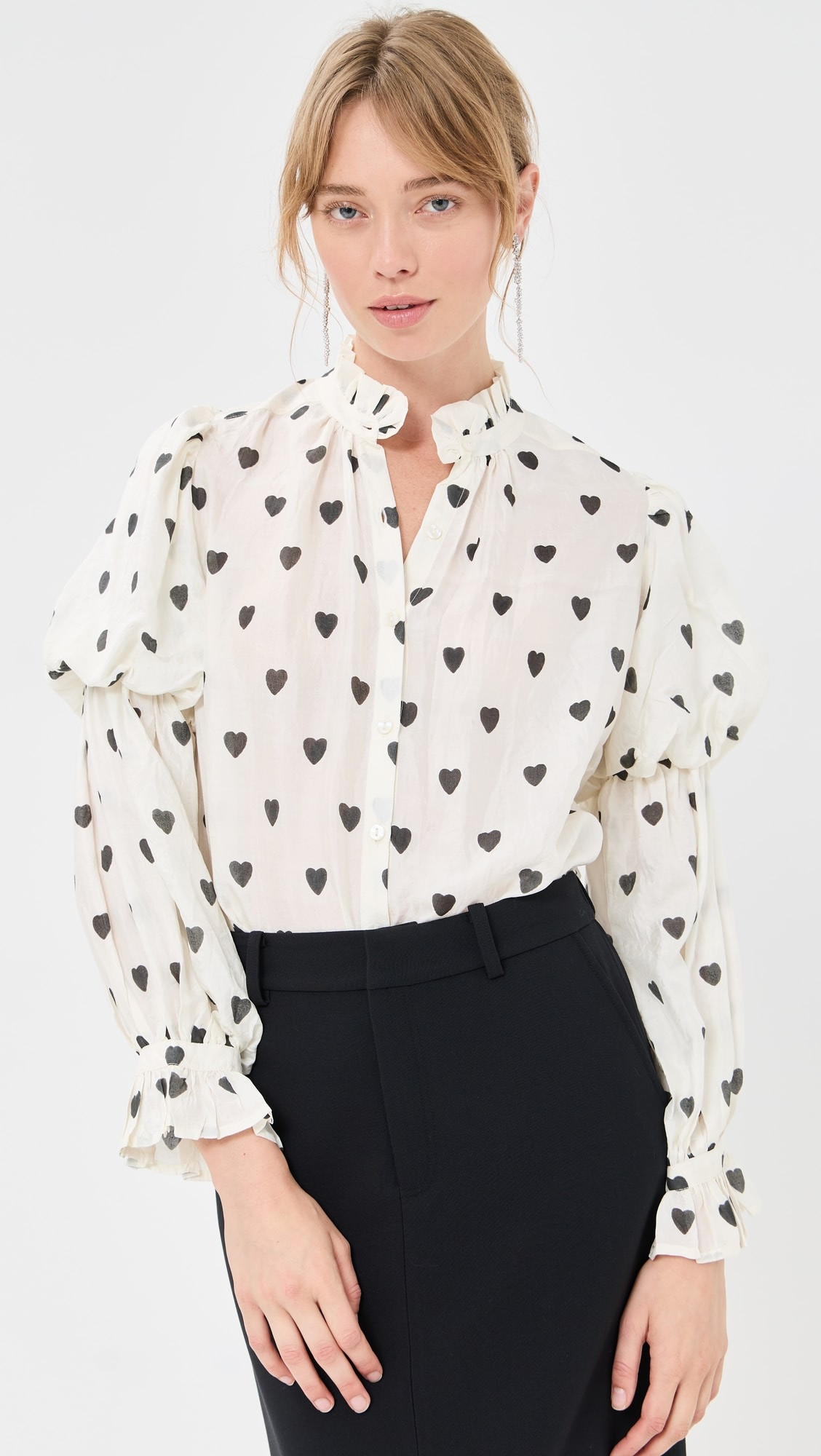 Mazie Onyx Heart Silk Shirt | Shopbop