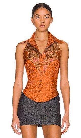 Sleeveless Silk Western Top in Rust | Revolve Clothing (Global)