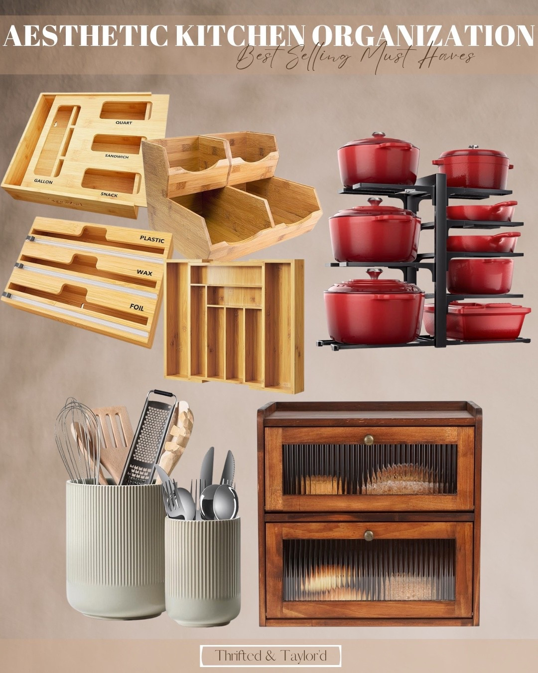 Aesthetic kitchen organization is having a moment, and these are the pieces that truly earn their keep. Drawer dividers that make everything easier to find, pretty countertop storage, upgraded food wrap organizers, utensil crocks that actually look good out on display… it’s all the simple swaps that make your kitchen feel calm and intentional every day.
I rounded up the best selling favorites that blend function with that warm, elevated look we all love. Everything is linked for you below so you can shop the full set and save your favorites for later. 

#LTKfoodie #LTKHome #LTKFindsUnder100