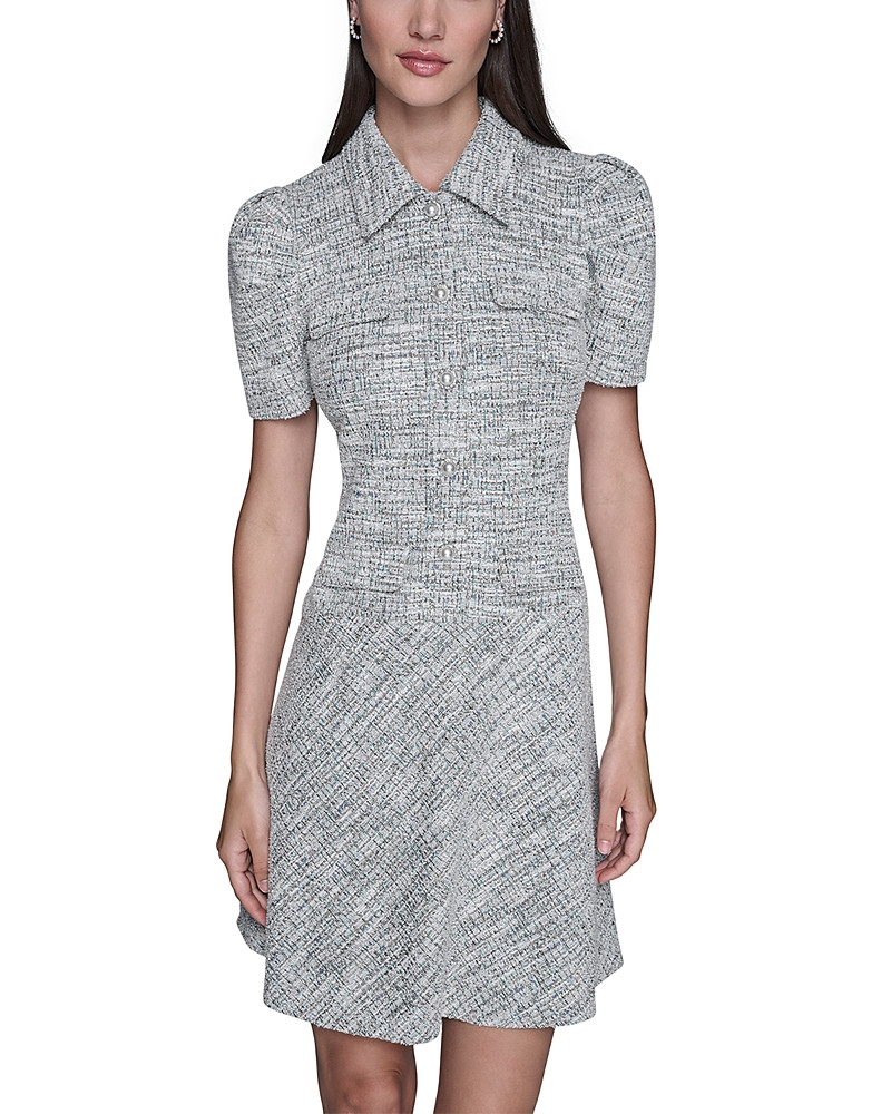 Karl Lagerfeld Paris Tweed Knit A Line Dress | Bloomingdale's (US)