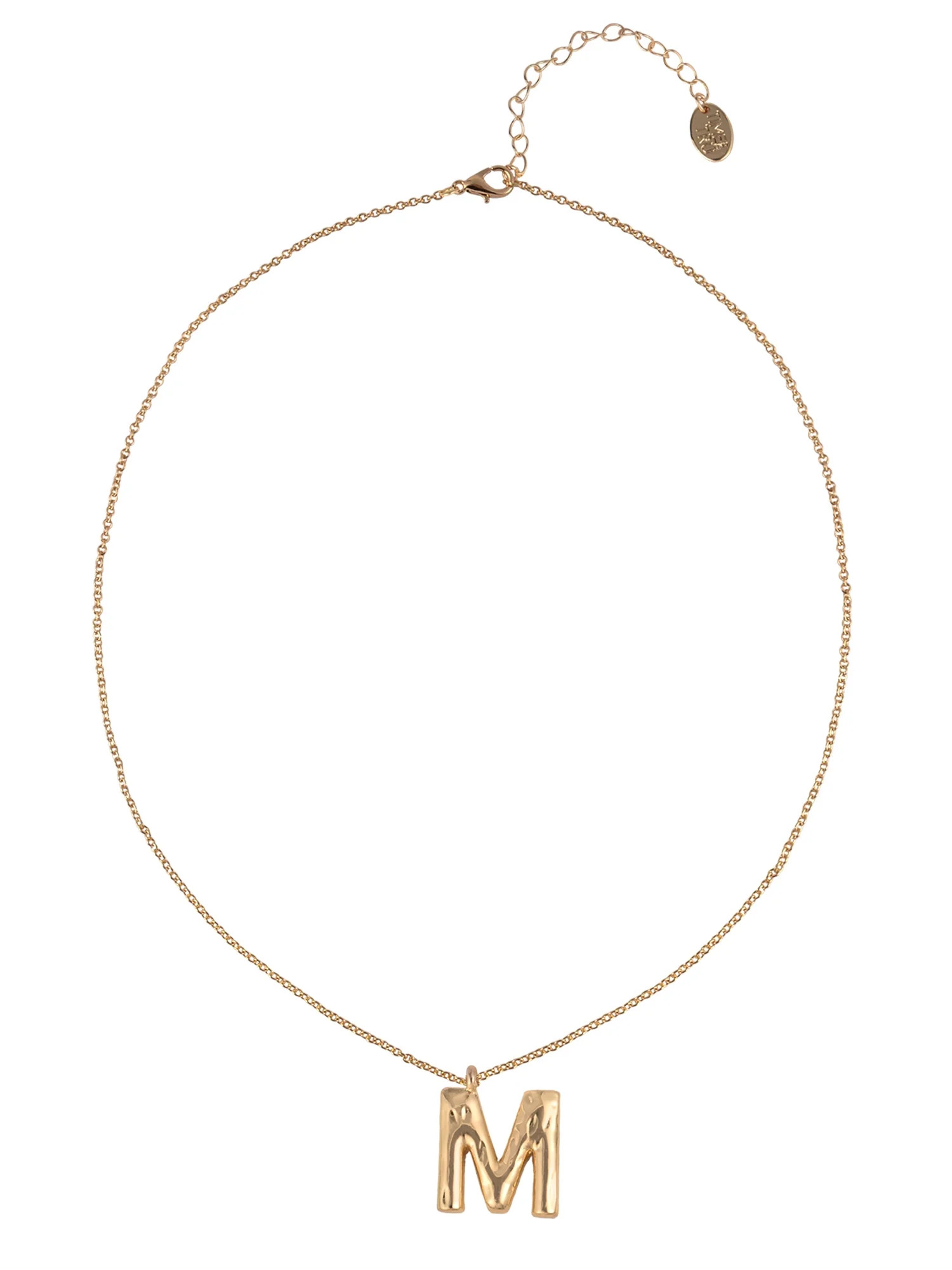 Time and Tru Goldtone Hammered Initial "M" Pendant Necklace | Walmart (US)
