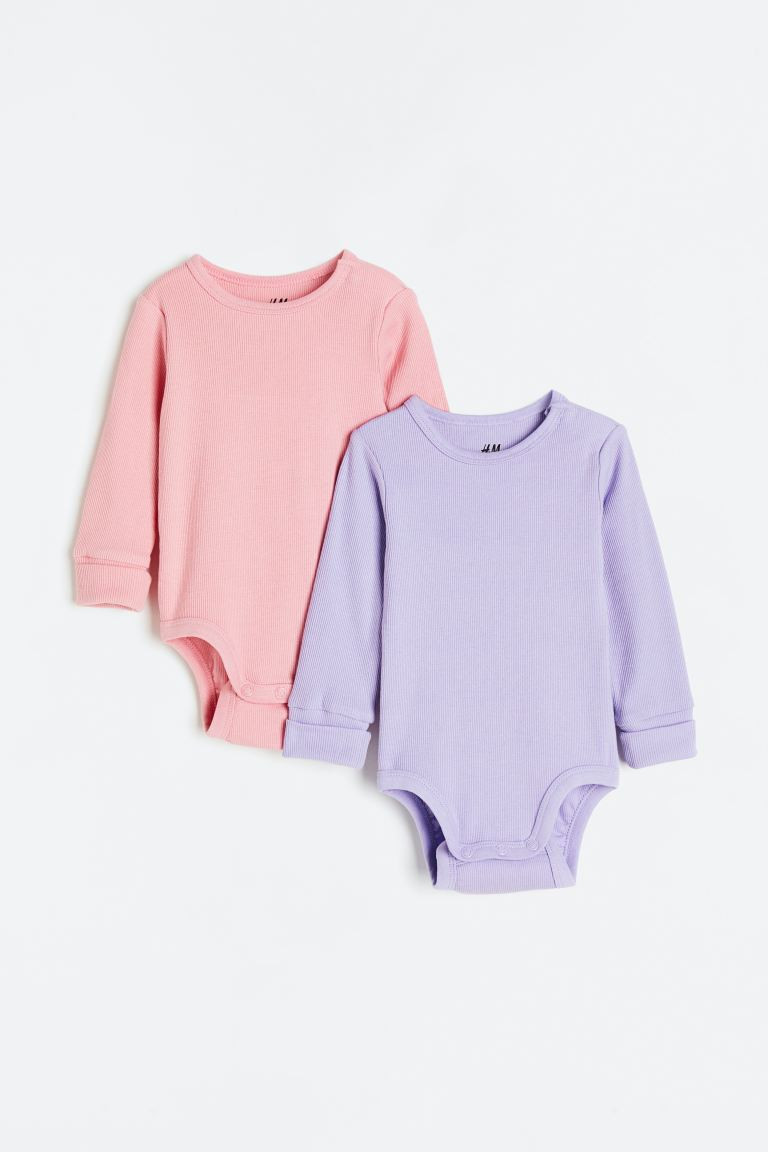 2-pack Adjustable-fit Long-sleeved Bodysuits | H&M (US + CA)