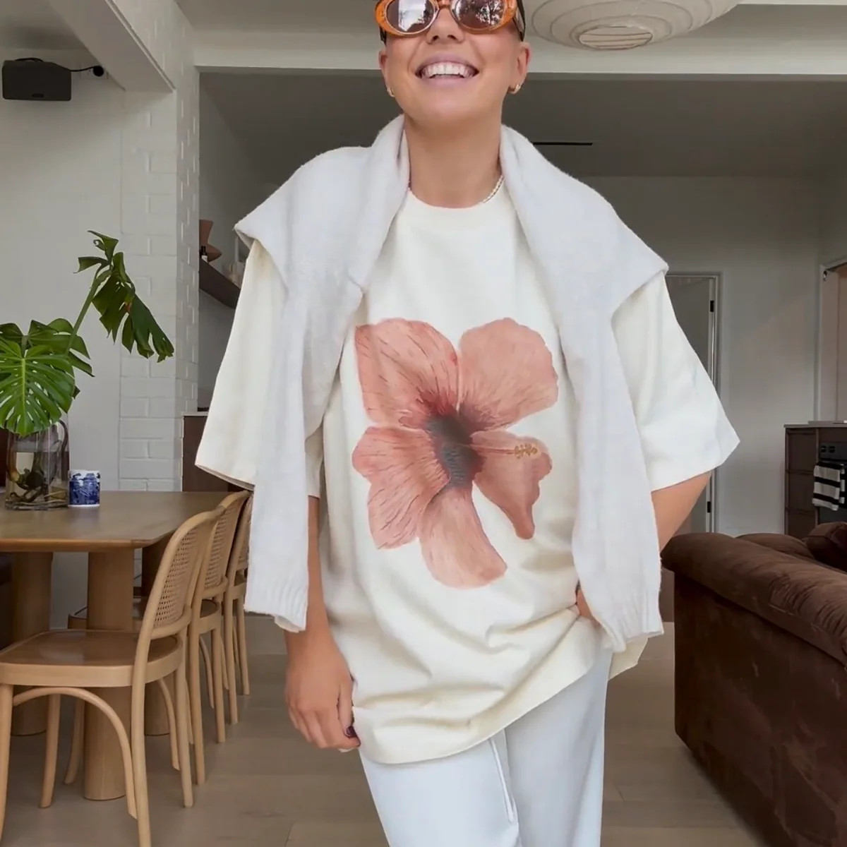 Burgundy Hibiscus Oversize Tee | Maku the Label