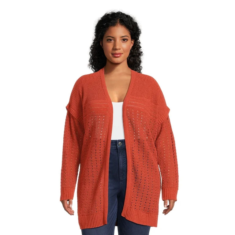 Terra & Sky Women's Plus Size Open Front Chenille Cardigan Sweater | Walmart (US)