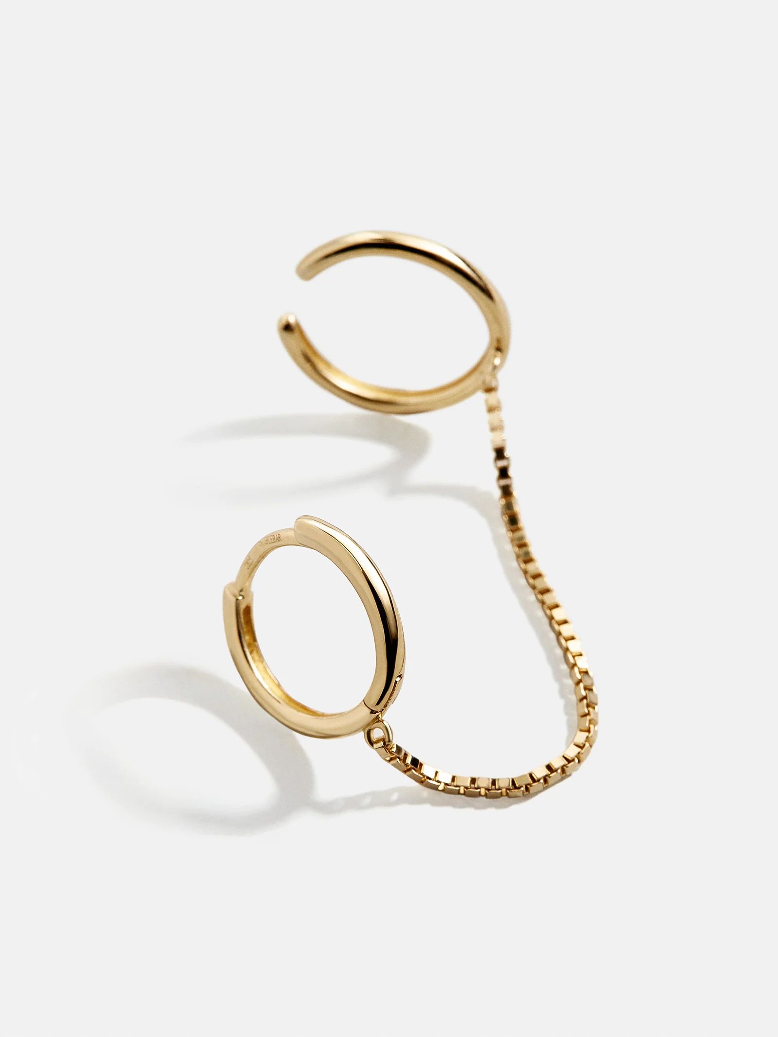 Nessa 18K Gold Chained Huggie & Cuff - Gold | BaubleBar (US)