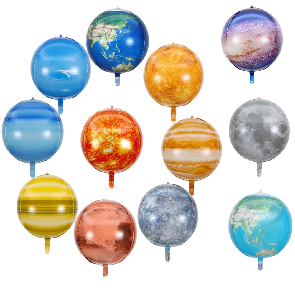 12pcs 22inch Solar System Balloon, 3D Helium Foil Planet, Moon, Earth, Sun, Mercury, Mars, Venus,... | Amazon (US)