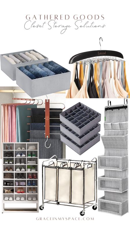 Check out this round up of closet organization and storage solutions! I love the compartments for socks and jeans, as well as the laundry hamper organizer! Just wheel the dirty clothes straight to the laundry room! 

#LTKunder100 #LTKunder50 #LTKhome