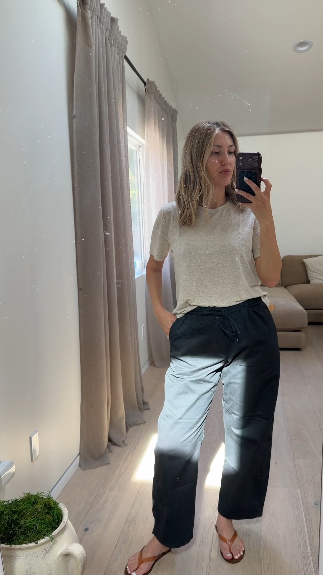 If it’s one pair of pants I’ve made you buy, let it be these!!! The perfect everyday comfortable pants!!! I’m ordering more colors for sure. And it’s on major sale! They’re cotton, have pockets, drawstring, and barrel style but nothing overwhelming. 
Wearing M, regular length 

crewneck linen t-shirt is amazing too! Wearing MEDIUM. 

Jelly Sandals, TTS OR SIZE UP if in between sizes 

Everyday outfit 
Errands outfit 
Play date outfit 
Mom on the go outfit
Fourth of July sale

#LTKmomlife #LTKSaleAlert #LTKootd