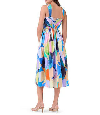 Social Circles Sarah Square Neck Sleeveless Fit-And-Flare Midi Dress | Dillard's