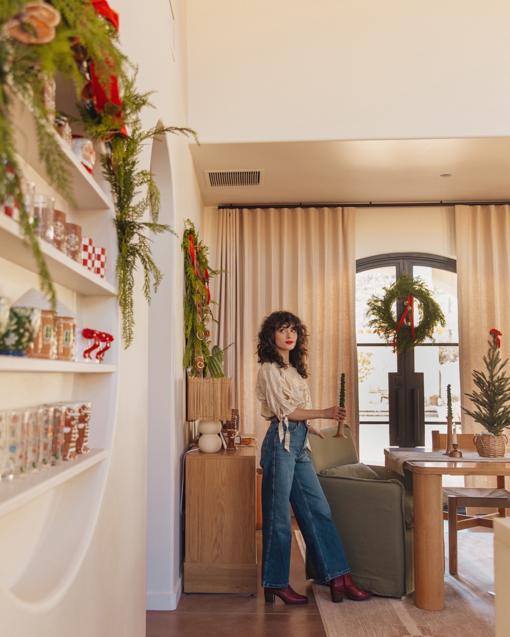 Cute casual holiday look. Both the top and jeans are from Sezane - perfect for petites. The blouse is so old but found similar shimmer ones 

#LTKHoliday #LTKSeasonal