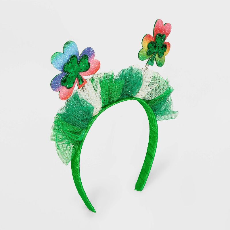 Girls' Shamrock Tulle Headband - Cat & Jack™ Green | Target