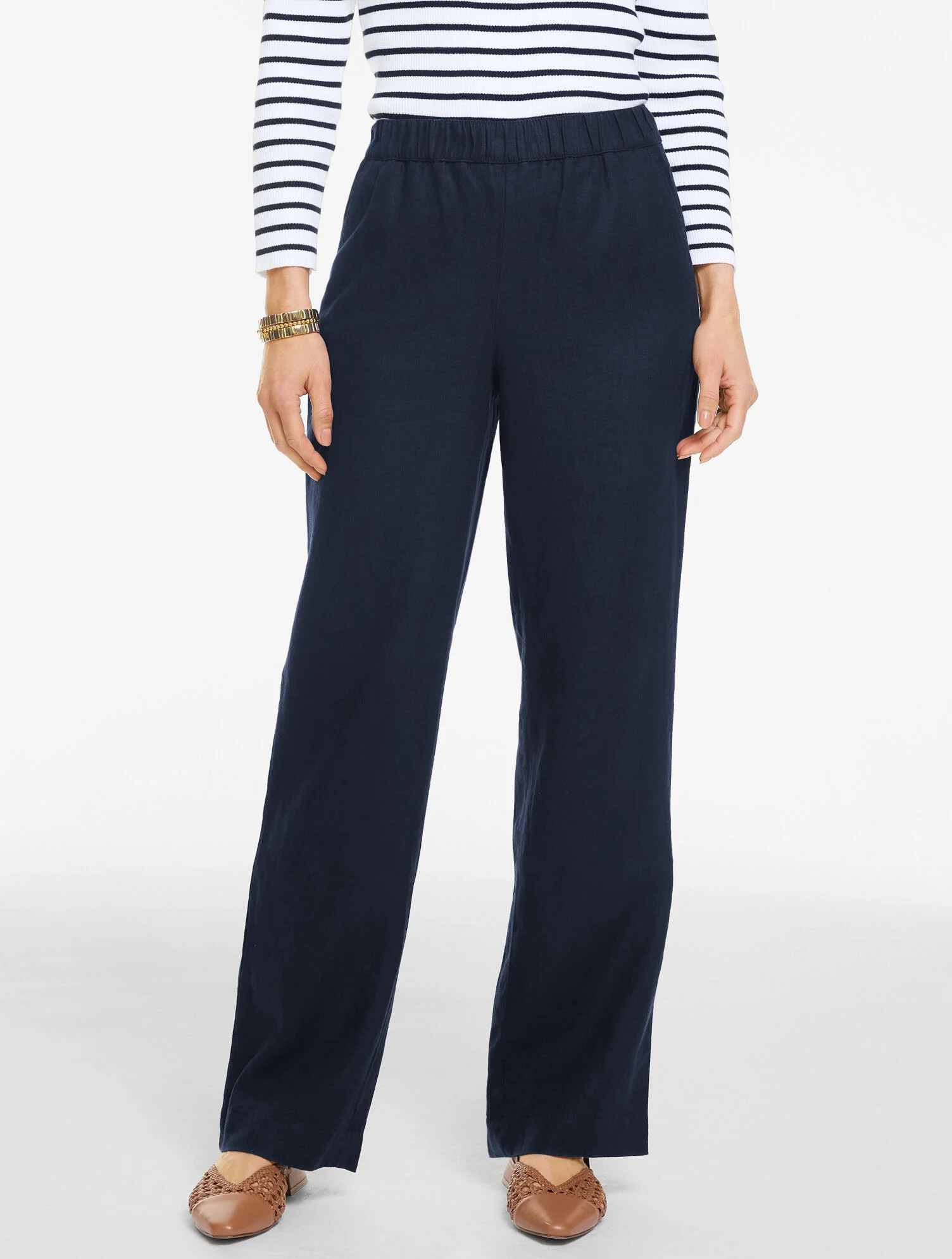 Washed Linen Wide Leg Pull-On Pants | Talbots
