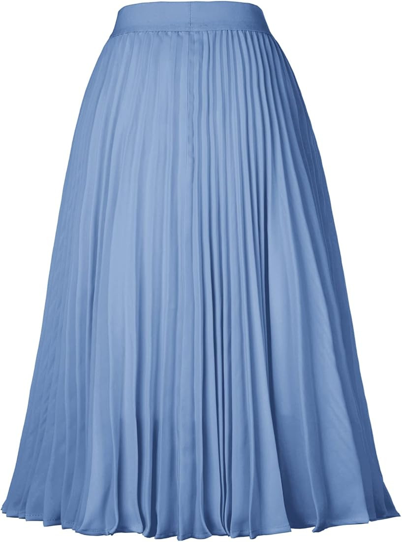 GRACE KARIN Women High Elastic Waist Pleated Chiffon Skirt Midi Swing A-line Skirts | Amazon (US)