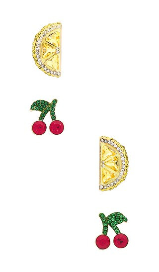 Lemon And Cherry Stud Earring Set in Multi | Revolve Clothing (Global)
