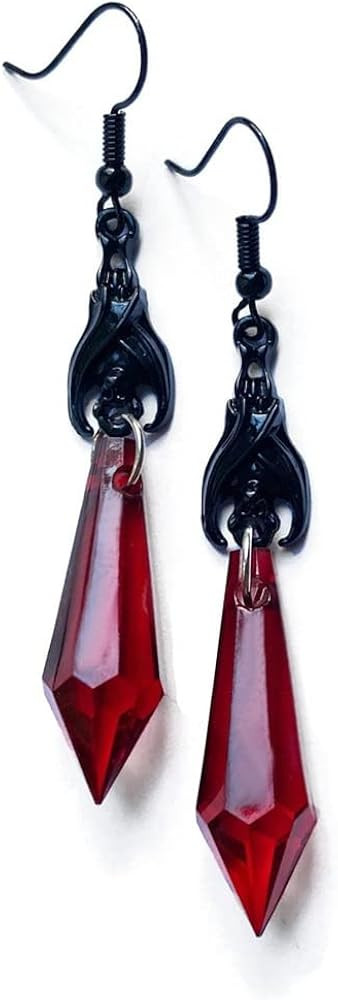 Gothic Dark Bat Dangle Earrings Red Black Crystal Gems Bat Earrings Punk Rock Style Bats Animal E... | Amazon (US)