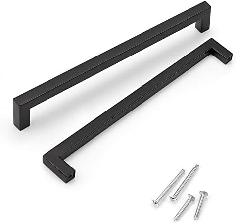 KNOBWELL 10 Pack Black Stainless Cabinet Pulls, Matte Black Drawer Pulls, 8-4/5" Hole Spacing Cabine | Amazon (US)