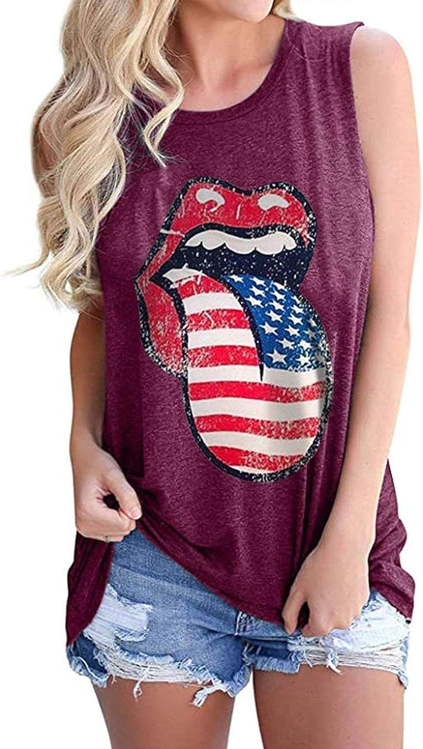 Umsuhu 4th of July Tank Tops Shirts for Women American US Flag Graphic Patriotic Tank Tops Shirts | Amazon (US)