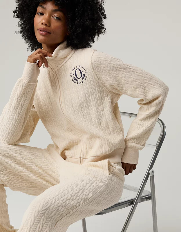 OFFLINE By Aerie Cable Lounge Full Zip | Aerie