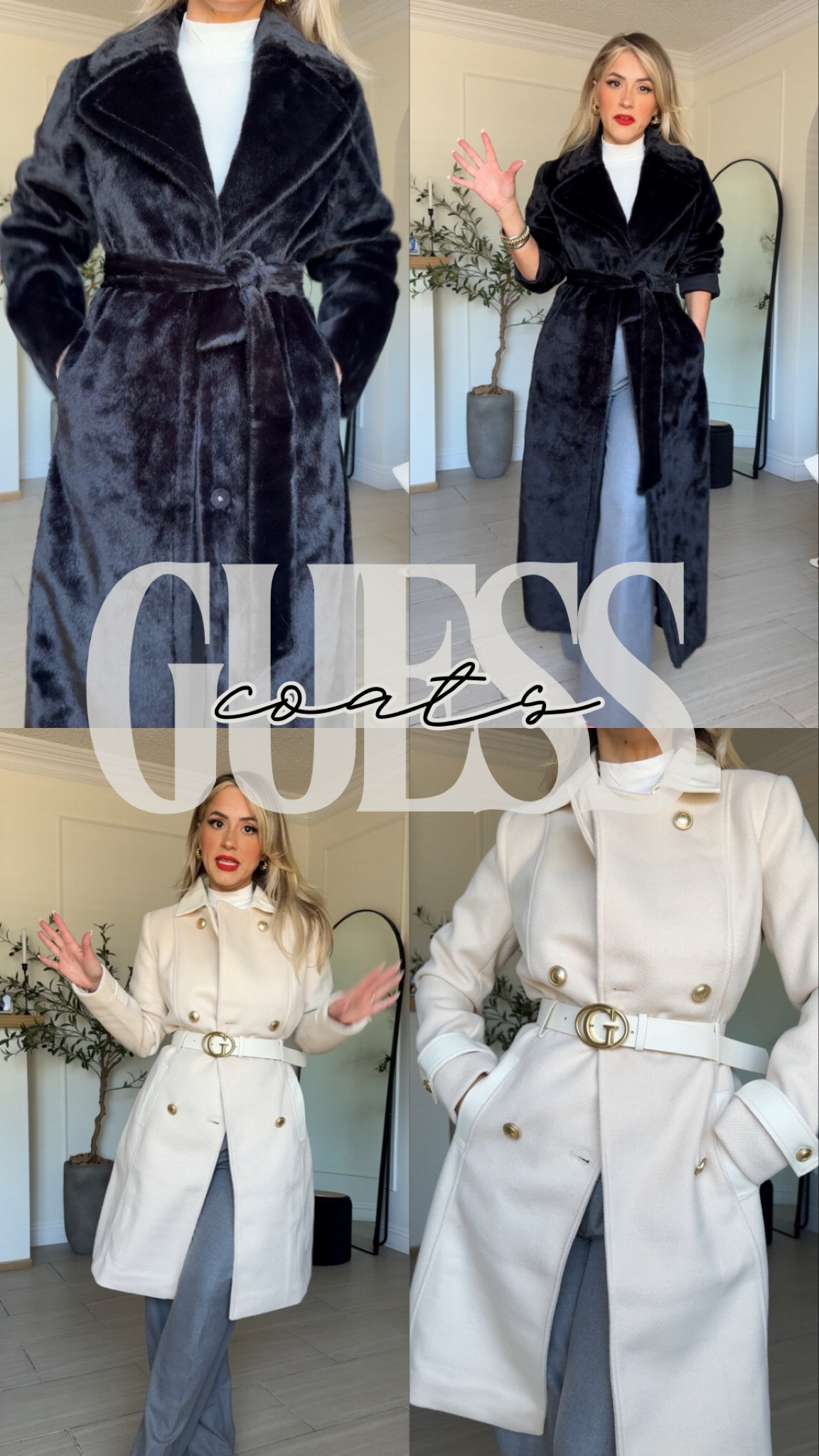 The perfect winter @guess COATS?! Which is your fave?! #GUESSpartner

✔️wearing small in both coats | size 4 in trousers | small in mock neck tank

#LTKHoliday #LTKCyberWeek