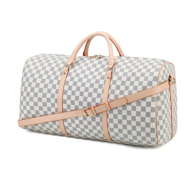 RICHPORTS Checkered Travel PU Leather Oversized Weekender Duffel Bag Overnight Handbag Gym Bag fo... | Walmart (US)