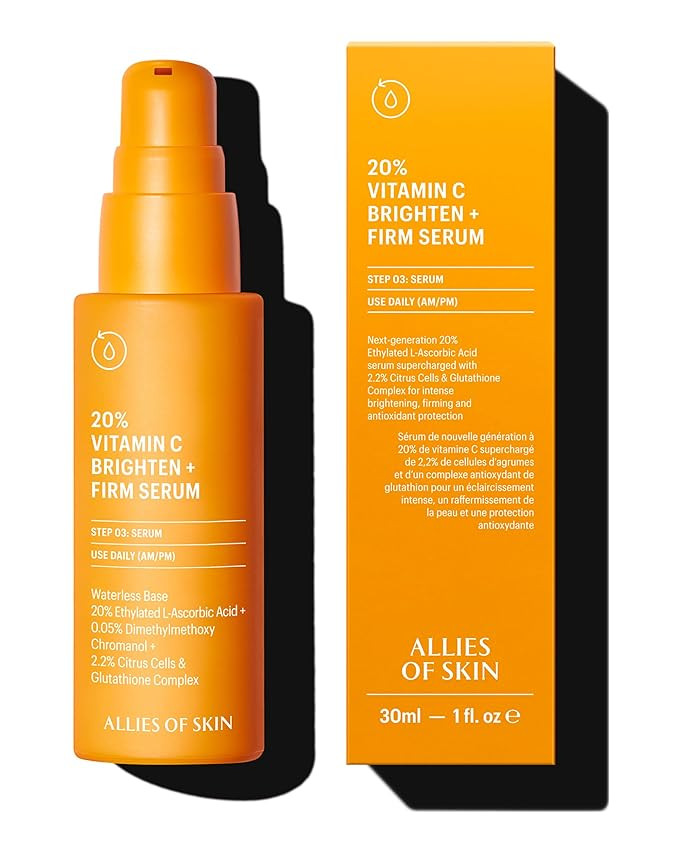 Allies of Skin 20% Vitamin C Serum | Daily Glow & Firming Face Serum | Lightweight Waterless Form... | Amazon (US)