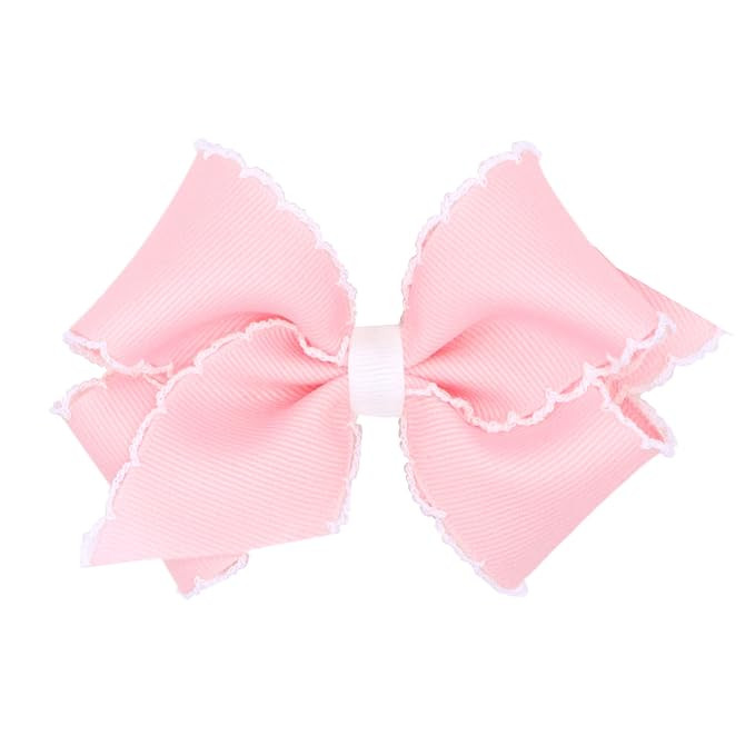 Wee Ones Girls' Classic Grosgrain Moonstitch Edge Hair Bow on a WeeStay Hair Clip, Contrasting Ed... | Amazon (US)