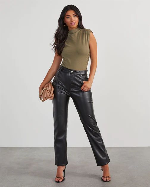 Torrance Sleeveless Mock Neck Top - Olive | VICI Collection