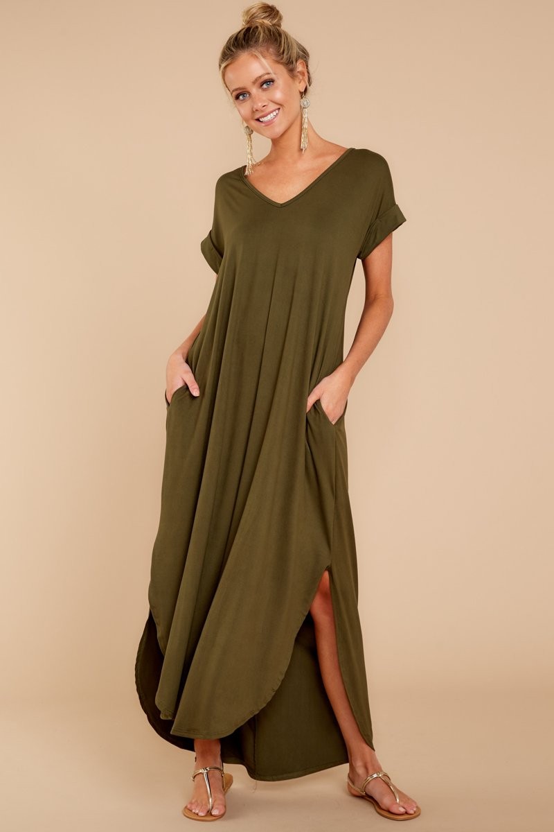 Always The Same Thing Olive Green Maxi Dress | Red Dress 