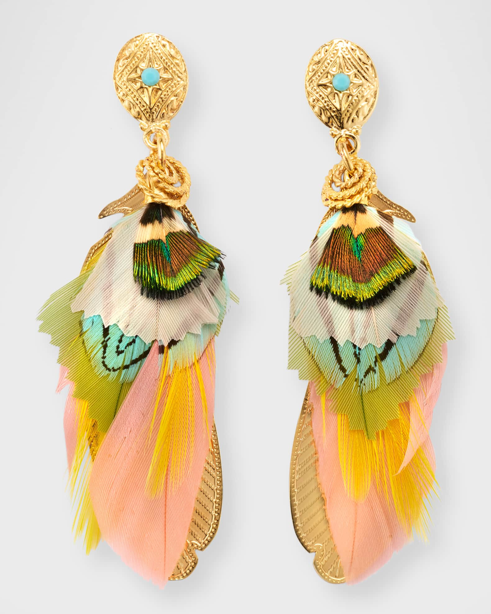 Sao Feather Drop Earrings | Neiman Marcus