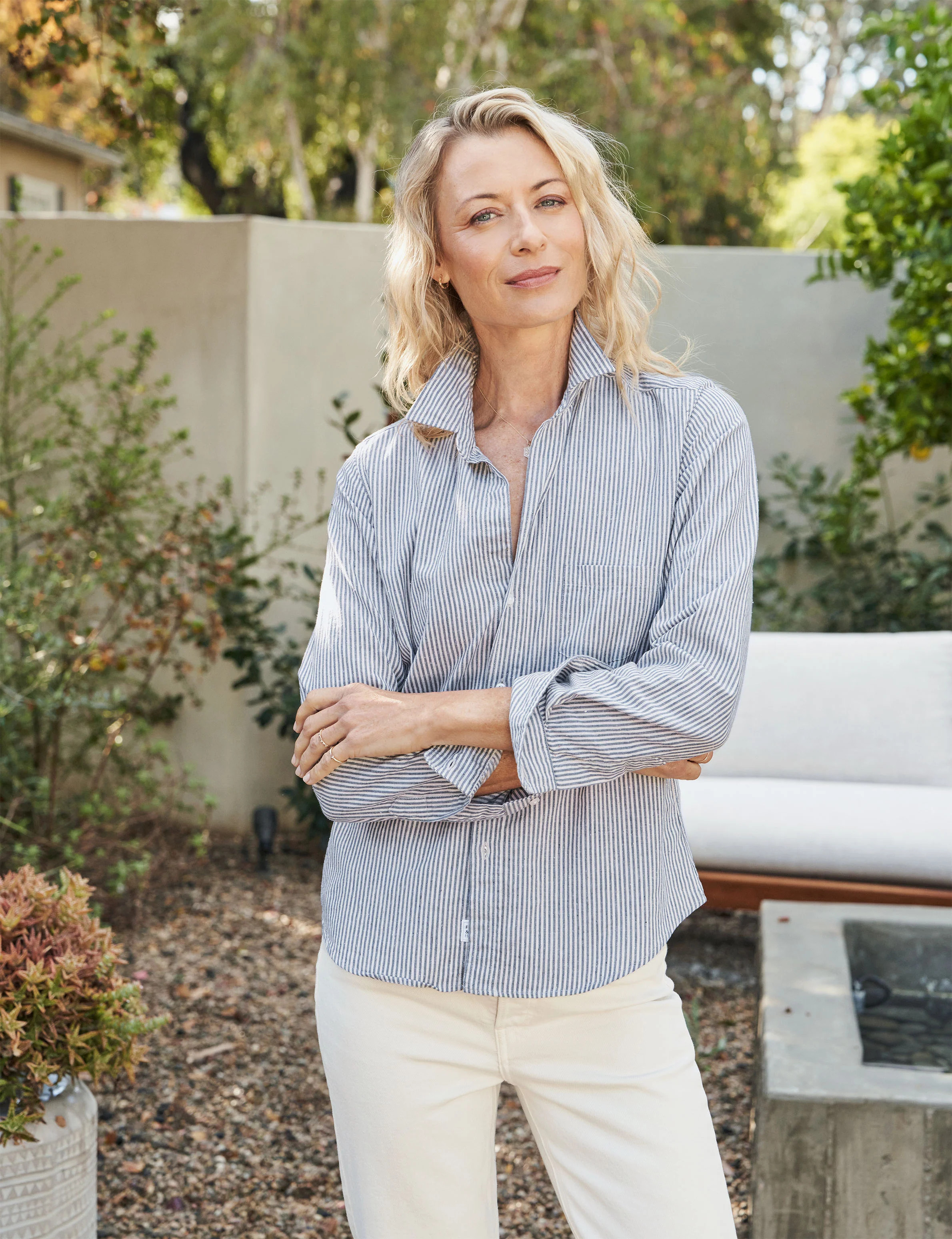 BARRY Navy Stripe, Italian Vintage Cotton | Frank & Eileen