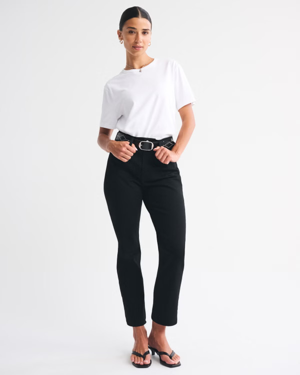 Women's Curve Love Ultra High Rise Ankle Straight Jean | Women's Bottoms | Abercrombie.com | Abercrombie & Fitch (US)